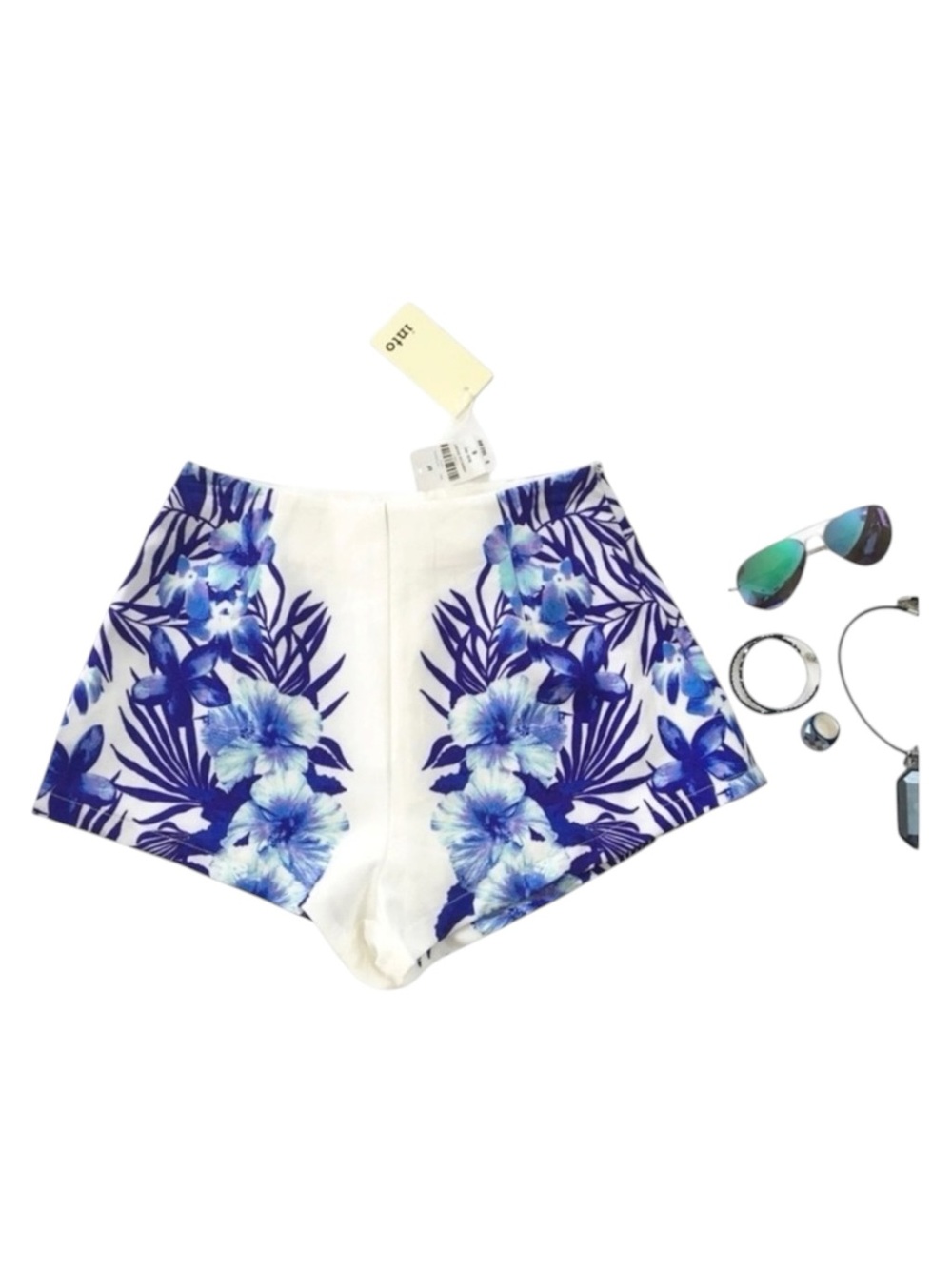 new LF into ❦ Chic Hibiscus Print Shorts ❦ Bright Amethyst Colorful Floral ❦ 6 - Picture 2 of 16